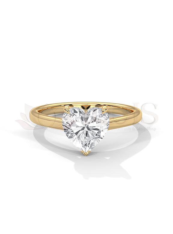 Sweetheart Heart Shape Solitaire Diamond Engagement Ring